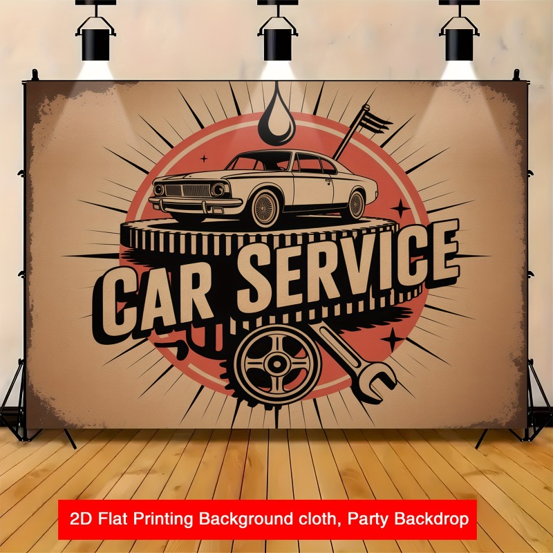 Heavy Equipment Service - Spanduk layanan mobil retro berukuran besar
